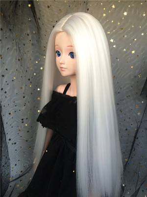 taobao agent BJD SD doll wigs 3 4 6 points High temperature silk heat -resistant silk wig Divide in white straight hair