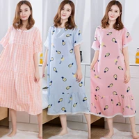 Cotton lụa nightdress nữ mùa hè Hàn Quốc phiên bản của sinh viên mới ngắn tay rayon có thể được đeo bên ngoài dài nightdress kích thước lớn dịch vụ nhà kiểu đầm đẹp
