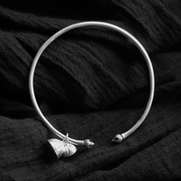 Letter 115 "Qinglian" 925 silver bracelet for women sterling silver open lotus thin silver bracelet simple and versatile gift