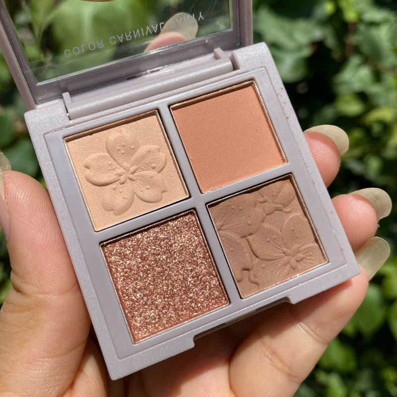 novo四色水泥眼影盘ins超火日常灰便携细闪珠光平价学生大地新手