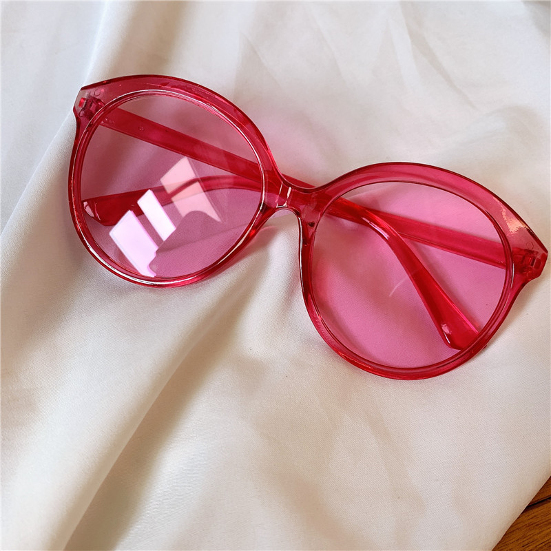 Jelly Round & Rose Red【 smug senior 】 Minority Designer Flat square Polarized light Sunglasses Sunglasses female Large frame Show thin veil glasses