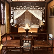New giả cổ điển Trung Quốc giường Ming và Qing tán hai tháng một lần lỗ birdie bông trắng màn ngủ Mantle thêu với các ngành sợi - Bed Skirts & Valances