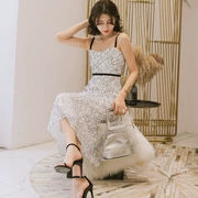 Mùa hè 2019 mới của phụ nữ Hàn Quốc eo cao ngọt ngào Một chiếc váy quây ống top ren dài - A-Line Váy
