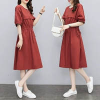 Платье, юбка, элитная летняя одежда, коллекция 2022, в корейском стиле, свободный крой, рукава фонарики, яркий броский стиль