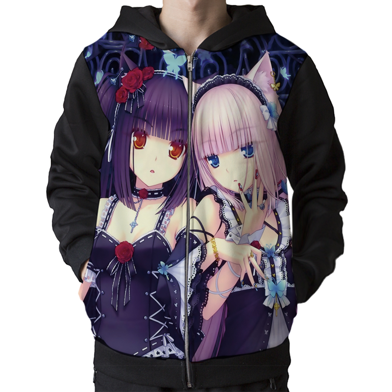 details about anime nekopara chocolavanilla casual zipper hoodie  sweatshirt jacket coat pa11