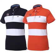 Ưu đãi đặc biệt 2019 Mùa hè New Korea Mua sắm Golf Mặc Phụ nữ Sọc Thể thao Áo thun ngắn tay Top Golf - Thể thao sau