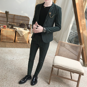Bộ đồ mùa xuân và mùa thu phù hợp với nam phiên bản Hàn Quốc của thanh niên tự tu đêm làm việc miễn phí thời trang nóng bỏng phù hợp với áo hai dây - Suit phù hợp