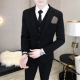 Suit nam phù hợp với Hàn Quốc Slim màu rắn thanh niên công việc chuyên nghiệp phù hợp với chú rể đẹp trai phù hợp với đám cưới ba mảnh - Suit phù hợp