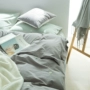Bông rửa denim nhỏ cúc thêu bông Nhật giường chăn màu đơn giản thêu Bộ đồ giường - Bộ đồ giường bốn mảnh chăn ga gối đẹp