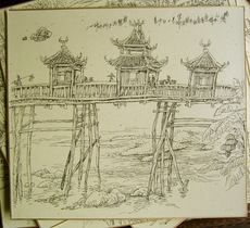 Контурный рисунок 别具一格书卷气 钢笔素描 个性装饰画金色包边洒亮片厚纸版no4