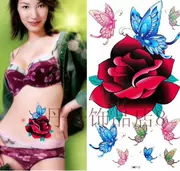 Nữ Hình xăm không thấm nước Nhãn dán đầy màu sắc Bướm lớn Hoa hồng Hoa Vẽ Cơ thể Hình xăm Hàn Quốc Nhãn dán