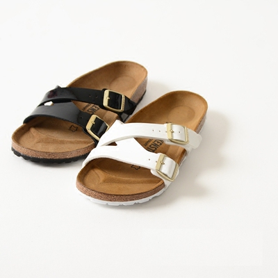 德国正品代购birkenstock 博肯 贝肯鞋 女款漆皮双扣交叉凉拖鞋