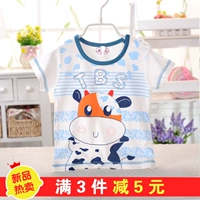 Mùa hè bé quần áo ngắn tay T-Shirt nửa tay nam giới và phụ nữ bé áo sơ mi mỏng sợi tre mỏng quần áo trẻ sơ sinh cotton đồ cho bé gái