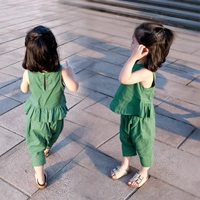 Quần áo trẻ em nữ mùa hè 2019 Bộ đồ bé gái siêu ngoại mới cho bé hai mảnh phiên bản Hàn Quốc của bộ đồ nữ mùa hè - Phù hợp với trẻ em quần dài cho bé gái