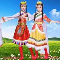Trang phục trẻ em Tây Tạng cô gái trang phục dân tộc Trang phục khiêu vũ trẻ em Trang phục khiêu vũ Tây Tạng cô gái - Trang phục thời trang bé gái