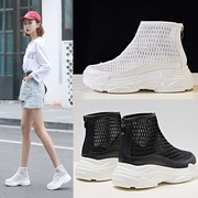 BOOTSKOKO mô hình lựa chọn quạt - giày net cao vớ giày net khởi động phụ nữ mặc trên bàn chân cao hơn đáng kể