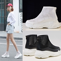 BOOTSKOKO mô hình lựa chọn quạt - giày net cao vớ giày net khởi động phụ nữ mặc trên bàn chân cao hơn đáng kể giày boot nữ chính hãng