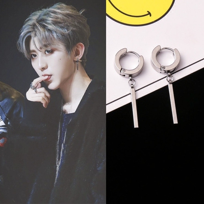 偶像练习生蔡徐坤同款纯银耳环耳钉韩版简约一字棍耳坠女耳扣耳夹