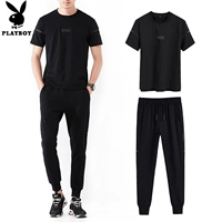 Playboy phù hợp với nam giới mùa hè bông ngắn tay T-Shirt chín quần hai bộ kích thước lớn thể thao giản dị phù hợp với thủy triều bộ thể thao nữ mùa đông adidas