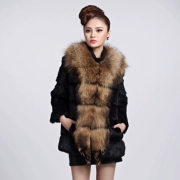 Ưu đãi đặc biệt toàn bộ da gấu trúc lông cổ lông thỏ lông cỏ dài tay màu đen nữ 褛 ngược thời trang 2019 - Faux Fur