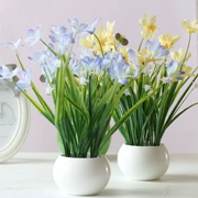 Hoa giả hoa nhỏ chậu hoa gốm chậu hoa lan oải hương phù hợp với nhà phòng khách trang trí hoa trang trí - Trang trí nội thất