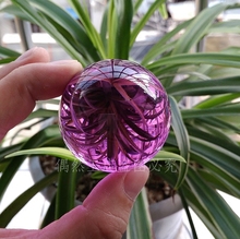 纯净通透 紫色人造水晶球 玻璃球摆件 家居装饰用品 送底座