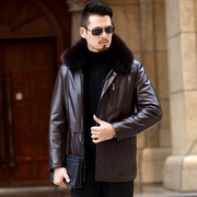 Haining dài fox fur collar fur một người đàn ông da của kinh doanh slim coat cha fur coat