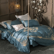 Châu âu phòng mô hình thêu kim bộ đồ giường hoa bộ đồ giường cotton Mỹ bốn bộ của 80 satin cotton quilt cover