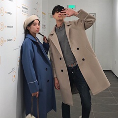 風衣男士中長款秋冬季韓版潮流毛呢大衣冬裝港風英倫黑色呢子料外套