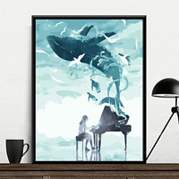 DIY Цифровой масляной живопись ландшафт гостиная мультипликационная аниме животное большое цифровое цифровое масло картинка декоративная живопись дельфин