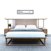 Mới Trung Quốc phong cách giường gỗ rắn B & B đơn giản giường đôi mô hình phòng biệt thự 1,8 m Zen giường khách sạn nội thất tùy chỉnh - Nhà cung cấp đồ nội thất