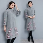2019Chen Biao 2018 Autumn Long Slim Phiên bản Hàn Quốc của áo khoác dài Áo khoác len đi làm cho phụ nữ - Áo Hàn Quốc