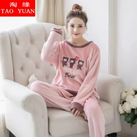 Mùa thu và mùa đông nữ hoạt hình mới 13 tuổi học sinh trung học cơ sở 12 có thể mặc flannel 15 bộ đồ ngủ nhung san hô ít cô gái đồ ngủ pijama