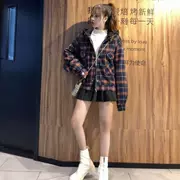 Mùa thu mới 2018 của phụ nữ Phiên bản Hàn Quốc của áo len kẻ sọc retro kẻ sọc lỏng lẻo - Áo Hàn Quốc