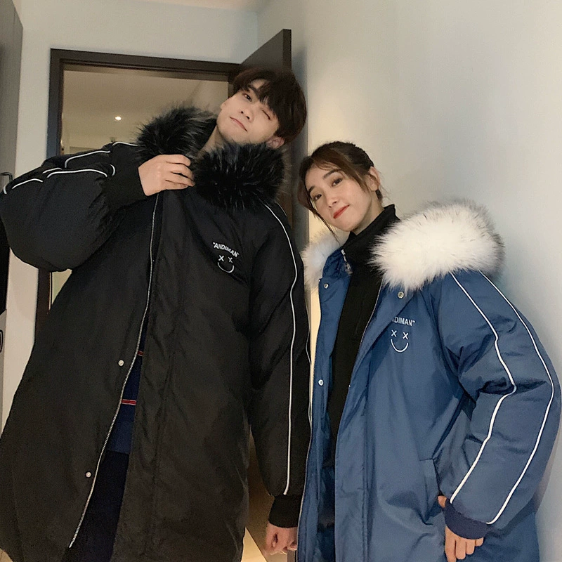 Áo khoác cotton dài trùm đầu cho nam áo khoác mùa đông bánh mì áo khoác phiên bản Hàn Quốc của xu hướng áo gió cho học sinh - Áo gió thể thao