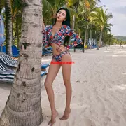 Bộ bikini hai mảnh 2019 gợi cảm sâu V dài tay áo tắm in hình bikini nóng bỏng mùa xuân - Bikinis