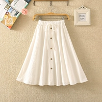 Летняя японская свежая юбка для школьников, 12-14-15-16 лет, для средней школы, эластичная талия, из хлопка и льна