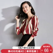 [Giá giải phóng mặt bằng] Áo sơ mi sọc nữ Ximan nữ mùa thu mới phiên bản áo sơ mi voan Hàn Quốc