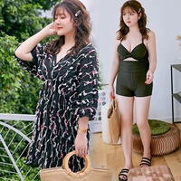 Kích thước lớn bikini áo tắm nữ 200 pounds chất béo mm thép tấm lớn cup bảo thủ eo cao boxer chia áo blouse - Bikinis ao tắm