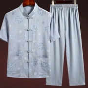 Người cha trung niên theo phong cách Trung Quốc với váy hè hai mảnh 50-60 tuổi, quần áo rộng thoáng mát thực tế - Trang phục dân tộc