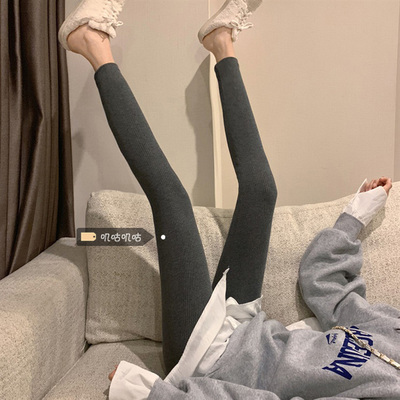 taobao agent Large size women's clothing autumn and winter gray tight -fitting fat mm leggings thin women wearing slim pants, thin leggings