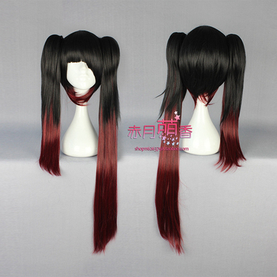 taobao agent Mengxiangjia cosplay wig dating battle Shizaki mad three black double ponytail asymmetrical