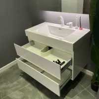 Индивидуальная интегрированная лицевая стирка Стол Light Роскошное шкаф для ванной комнаты современный минималистский японский шкаф