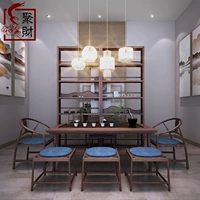 Bàn ghế gỗ nguyên khối mới của Trung Quốc kết hợp bàn trà Zen bàn trà dài bàn trà phòng trà nội thất nhà trà - Bàn / Bàn bàn ghế gỗ