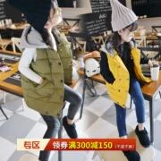 Áo khoác bé gái cotton trùm đầu đôi mùa đông 2018 Áo cotton mới phiên bản Hàn Quốc áo khoác dày trẻ em lớn