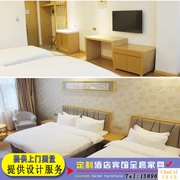 Phòng khách sạn tùy chỉnh giường đôi máy tính bàn TV tủ mềm gói giường tiêu chuẩn phòng đơn giường đầy đủ đồ nội thất - Nội thất khách sạn