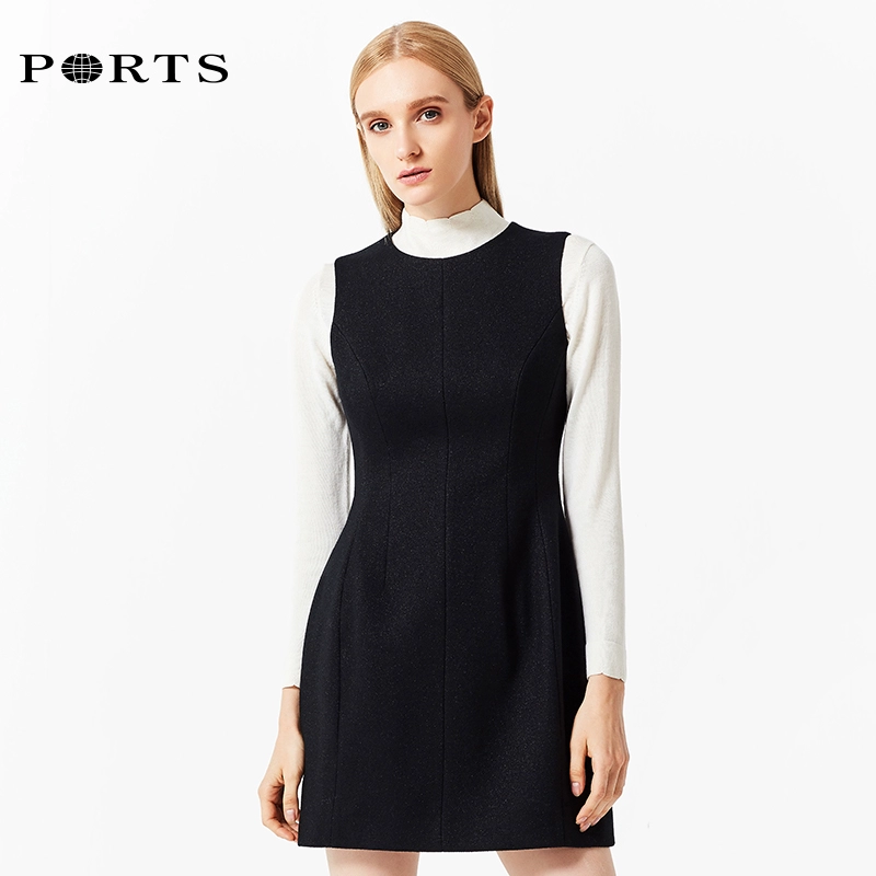 Ports  Ports mùa thu và mùa đông sản phẩm mới của phụ nữ dáng chữ A không tay váy jacquard lấp lánh SB9N031ZCF009 - A-Line Váy