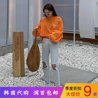 Hàn Quốc Dongdaemun nữ 2019 hè mới Thời trang Hàn Quốc quần jeans lỗ cá tính hoang dã - Quần jean quần jean đen nữ