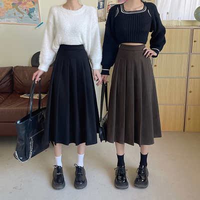 taobao agent Demi-season pleated skirt, plus size, high waist, for pear shaped body, french style