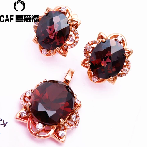 Ювелирное украшение, золотая инкрустация камня, комплект, Россия, 14 карат, розовое золото, с драгоценным камнем